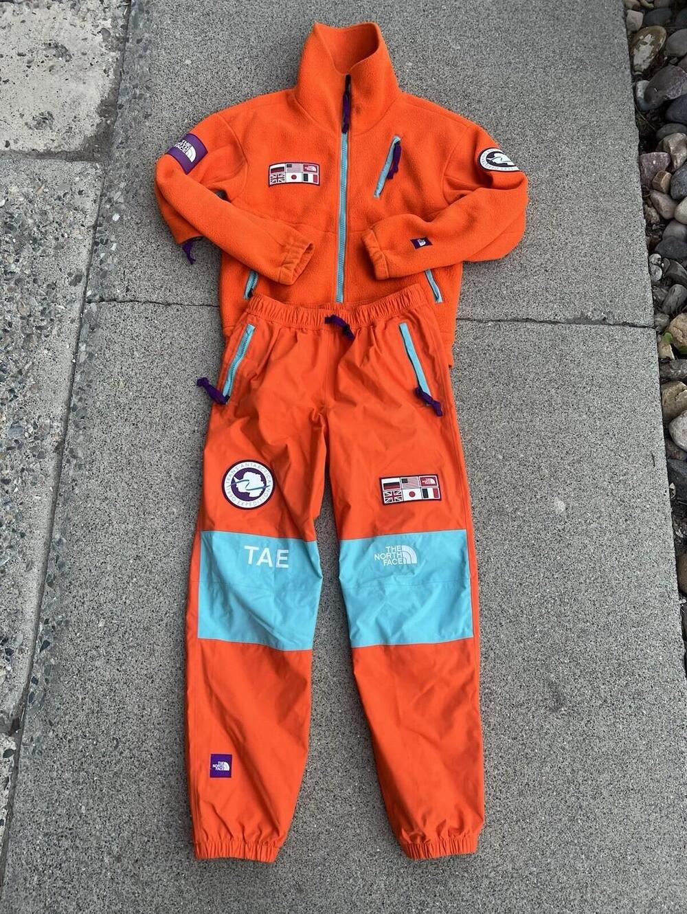 North Face TAE Fleece Jacket And Pants Combo Trans Antarctica 2021 Orange Small